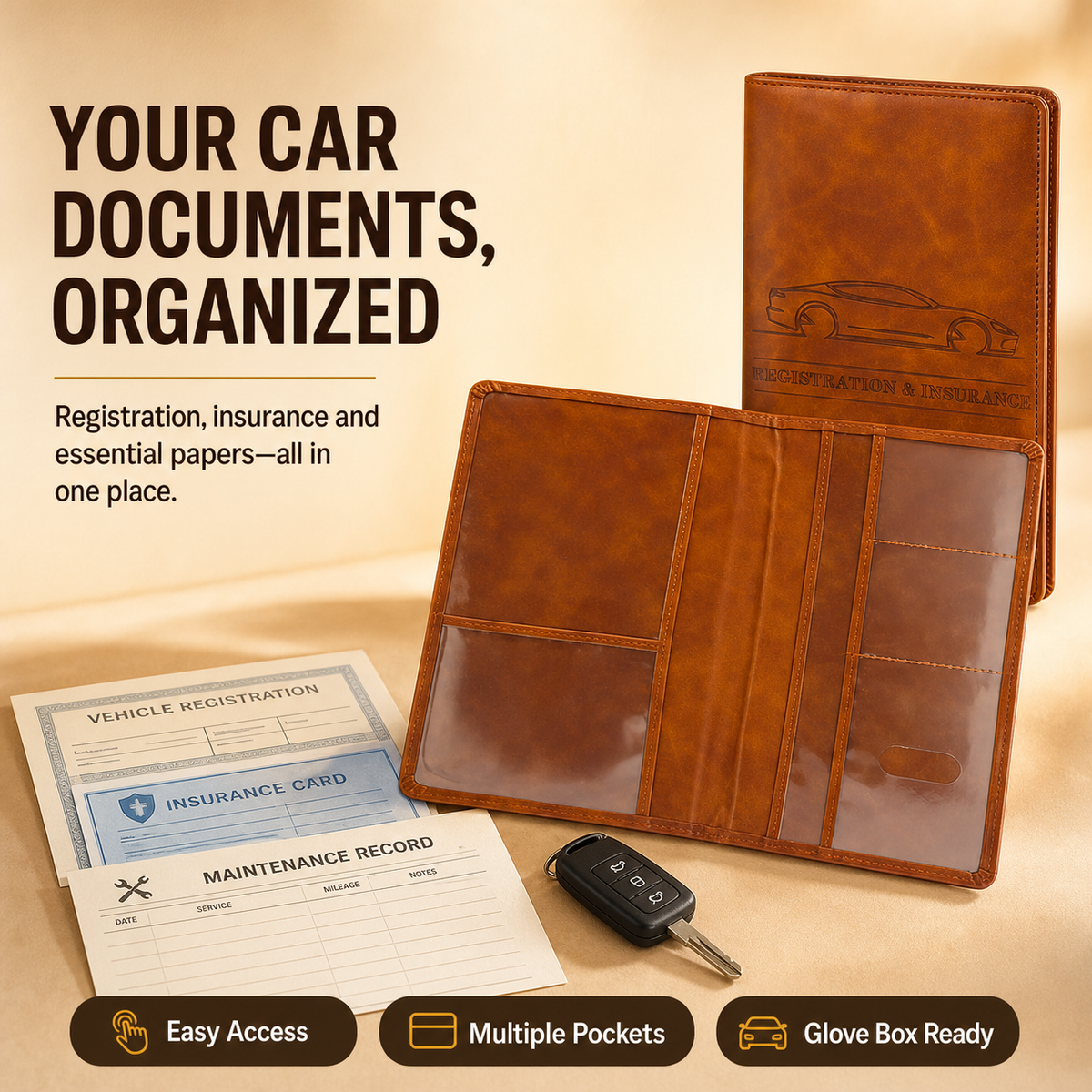 CAR DOCUMENT ORGANIZER 🚗 📄 Car Registration & Insurance Document Holder