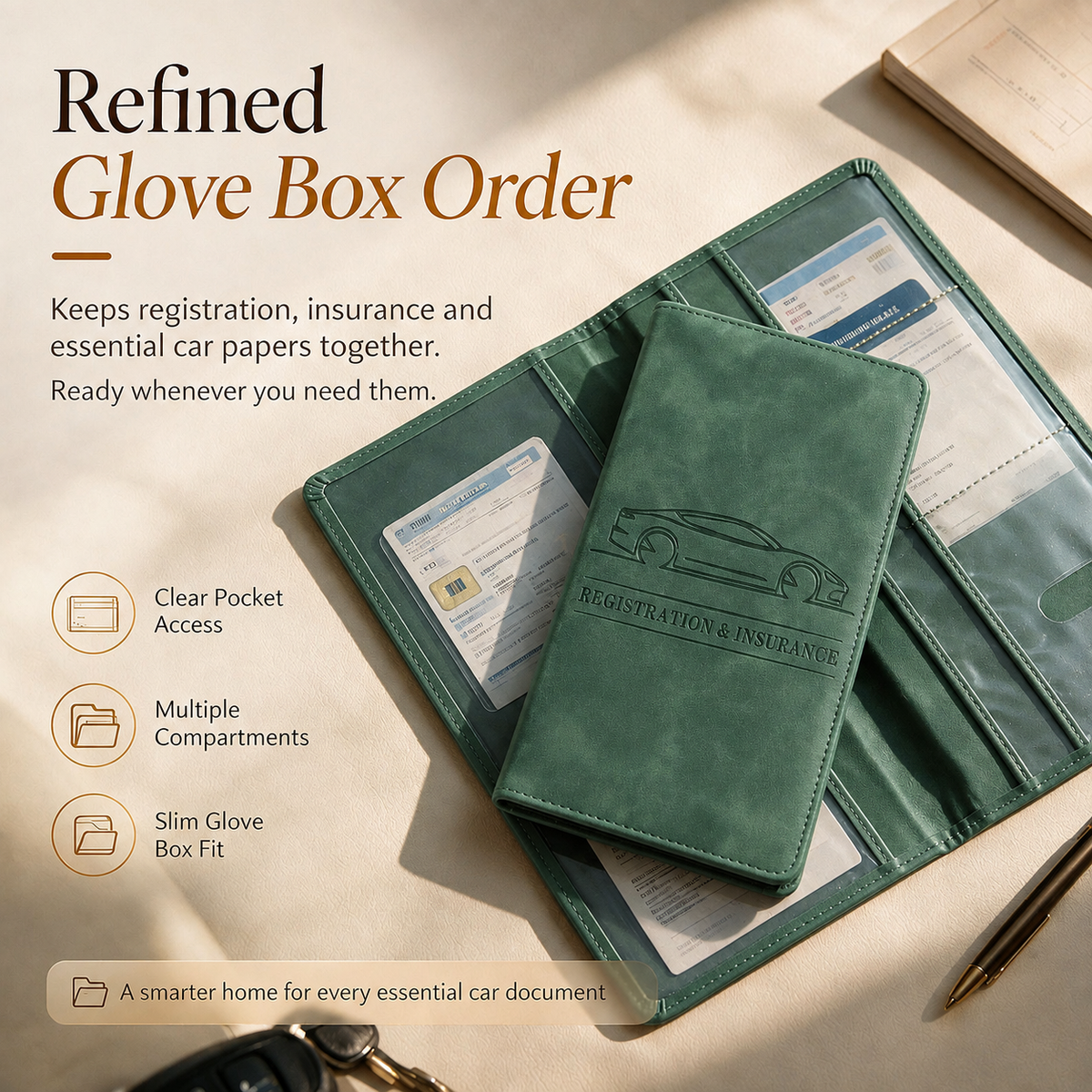 CAR DOCUMENT ORGANIZER 🚗 📄 Car Registration & Insurance Document Holder