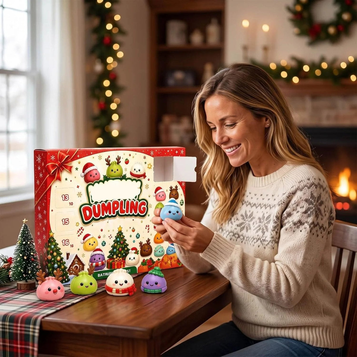 24-Day Dumpling Squishy Toy Countdown Calendar with Glitter Squeeze Toys, Holiday Gift for Kids🎄