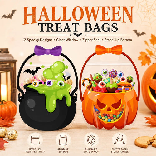 🔥Last Day 50% OFF - 🎃12/24/36Pcs Halloween Plastic Goodie Bags.