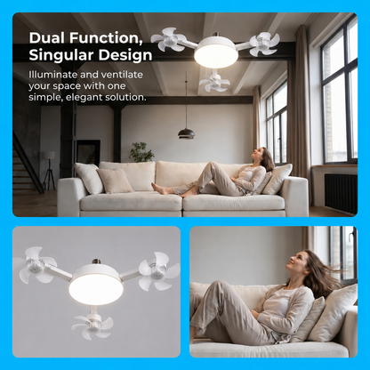 2-in-1  Socket Ceiling Fan Light - Silent LED Fan with Remote Control 💡🌀