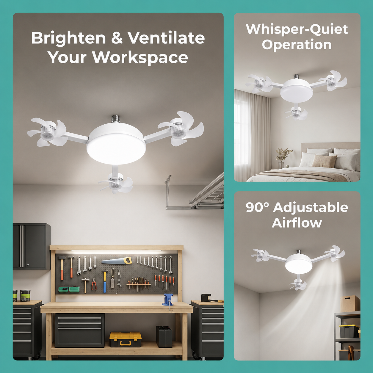 2-in-1  Socket Ceiling Fan Light - Silent LED Fan with Remote Control 💡🌀