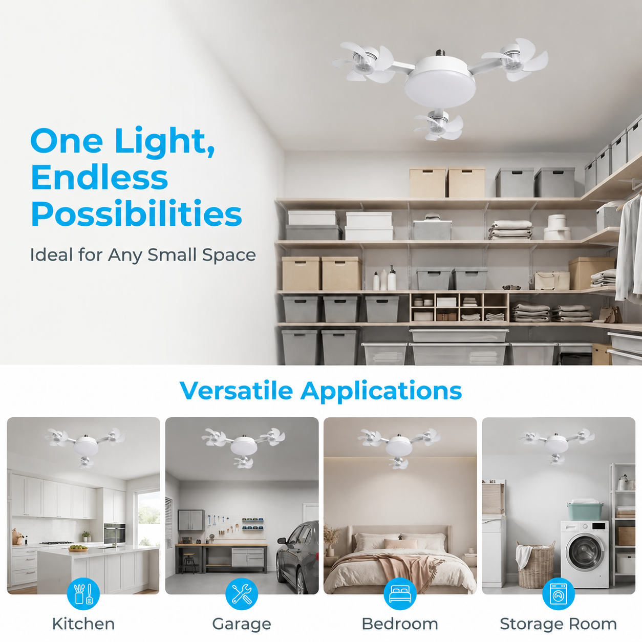 2-in-1  Socket Ceiling Fan Light - Silent LED Fan with Remote Control 💡🌀