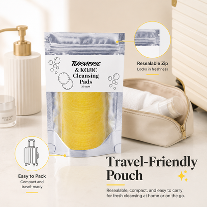 💛 80K+ Loved! 🌿 Natural Kojic Acid + Turmeric Facial Pads | Gentle Brightening Skin Ritual