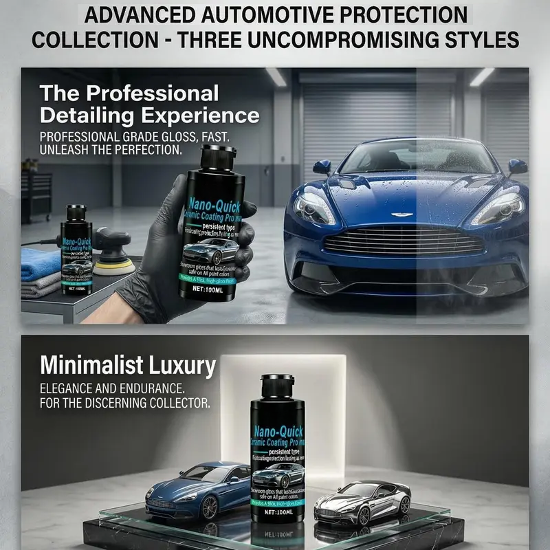 🚗Professional-grade nano-ceramic coating designed specifically for automobiles; utilizing advanced ceramic technology, it offers dust and water repellency along with a long-lasting shine.
