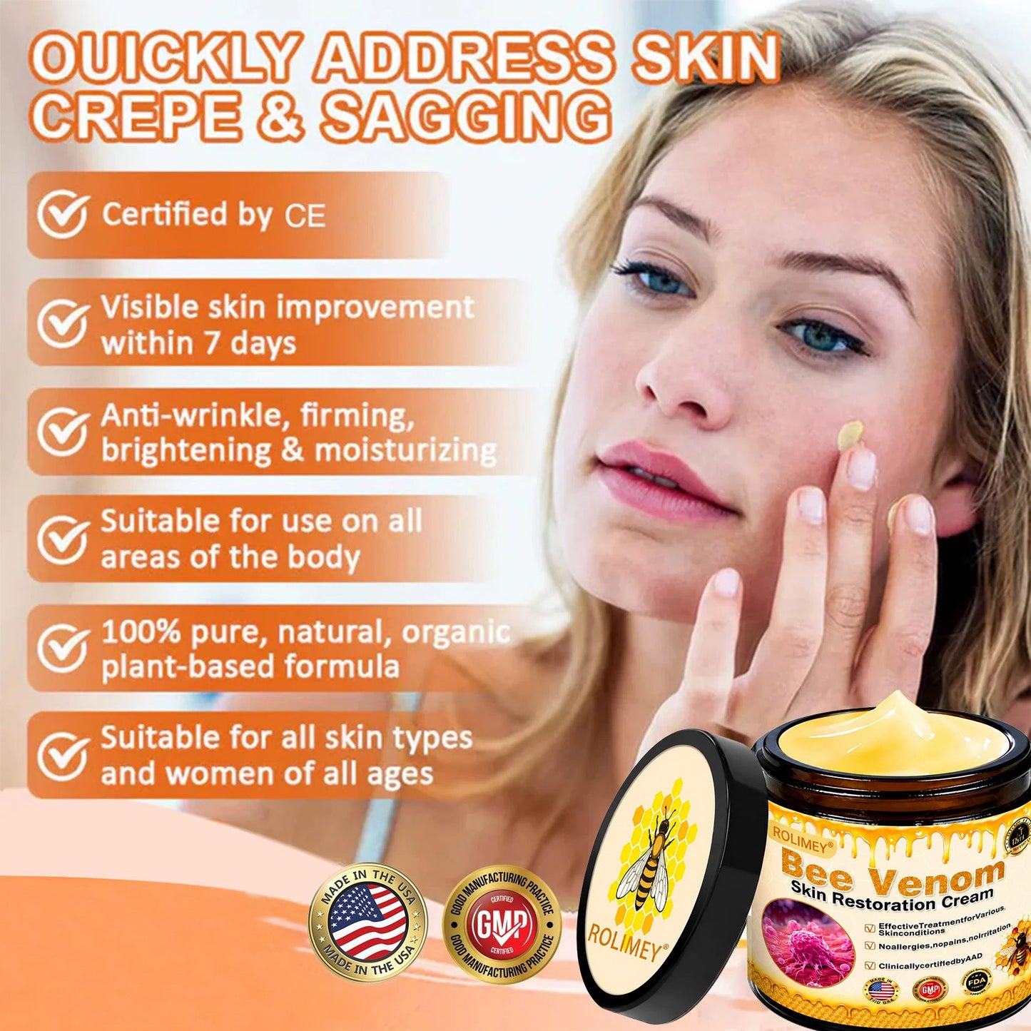 💫😍Rolimey® Bee venom Pro Comprehensive Cream —Tightening for Skin Types 🔥🔥