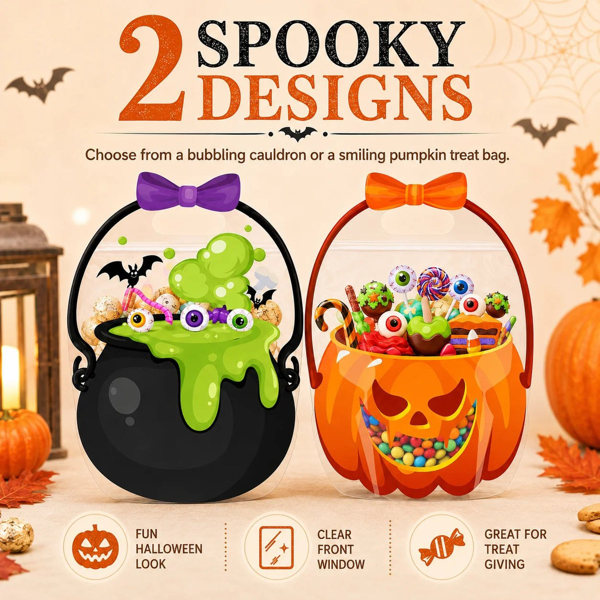 🔥Last Day 50% OFF - 🎃12/24/36Pcs Halloween Plastic Goodie Bags.