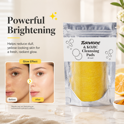 💛 80K+ Loved! 🌿 Natural Kojic Acid + Turmeric Facial Pads | Gentle Brightening Skin Ritual