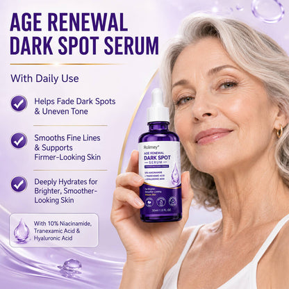Rolimey® Age Renewal Dark Spot Serum — Infused with 10% Niacinamide, Tranexamic Acid & Hyaluronic Acid for Brighter, Smoother-Looking Mature Skin