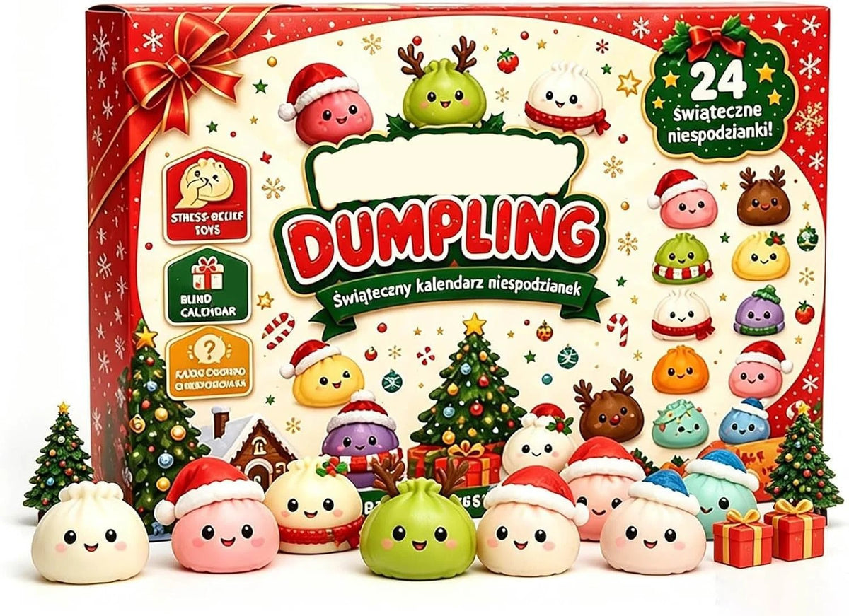 24-Day Dumpling Squishy Toy Countdown Calendar with Glitter Squeeze Toys, Holiday Gift for Kids🎄