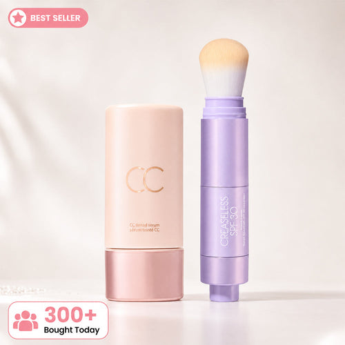 Summer Skin Set: CC color-correcting tinted serum + creaseless SPF 30 mineral setting powder