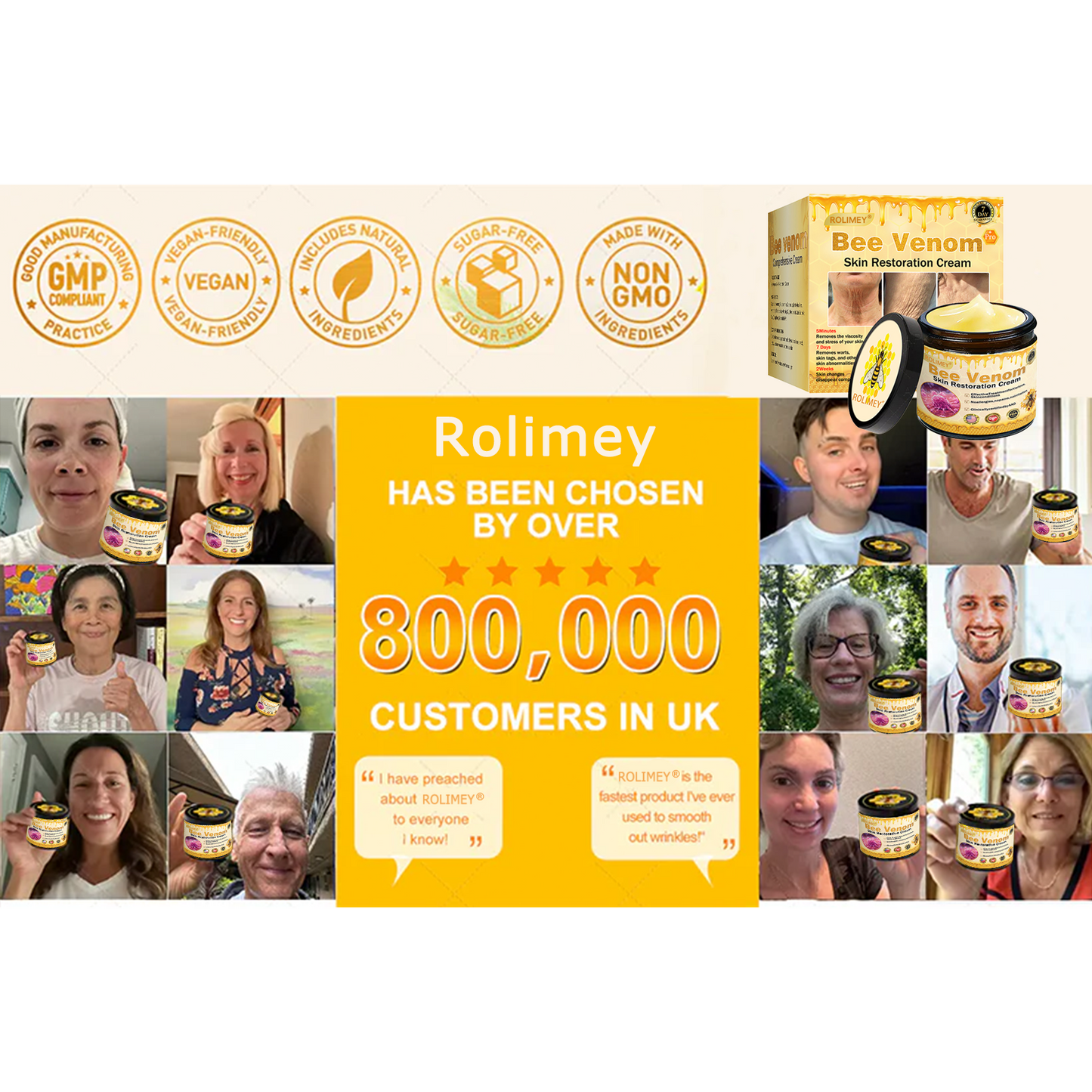 💫😍Rolimey® Bee venom Pro Comprehensive Cream —Tightening for Skin Types 🔥🔥