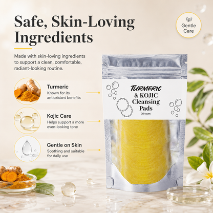 💛 80K+ Loved! 🌿 Natural Kojic Acid + Turmeric Facial Pads | Gentle Brightening Skin Ritual