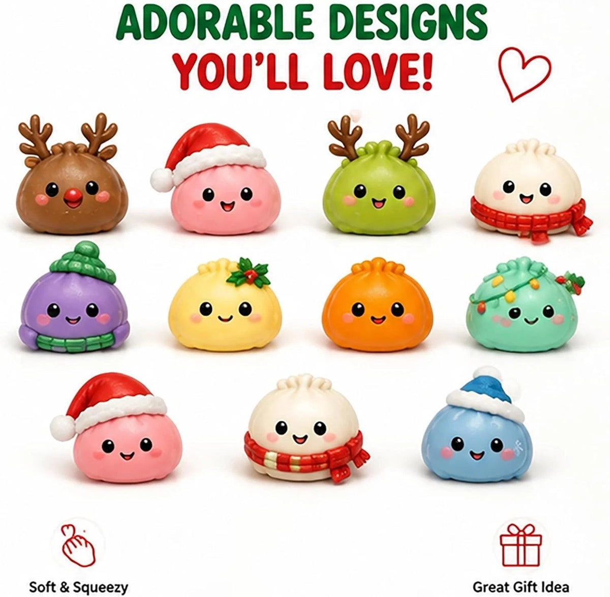 24-Day Dumpling Squishy Toy Countdown Calendar with Glitter Squeeze Toys, Holiday Gift for Kids🎄