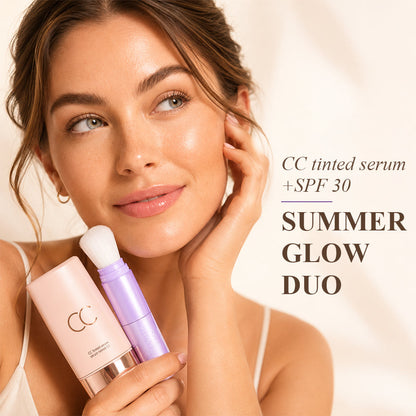 Summer Skin Set: CC color-correcting tinted serum + creaseless SPF 30 mineral setting powder