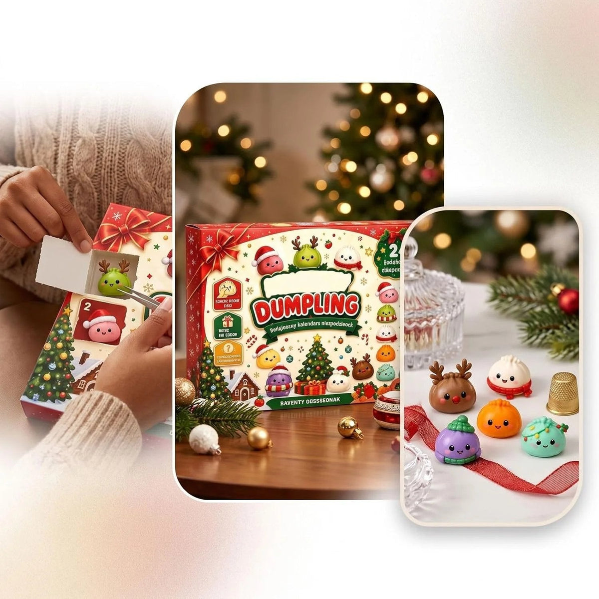 24-Day Dumpling Squishy Toy Countdown Calendar with Glitter Squeeze Toys, Holiday Gift for Kids🎄