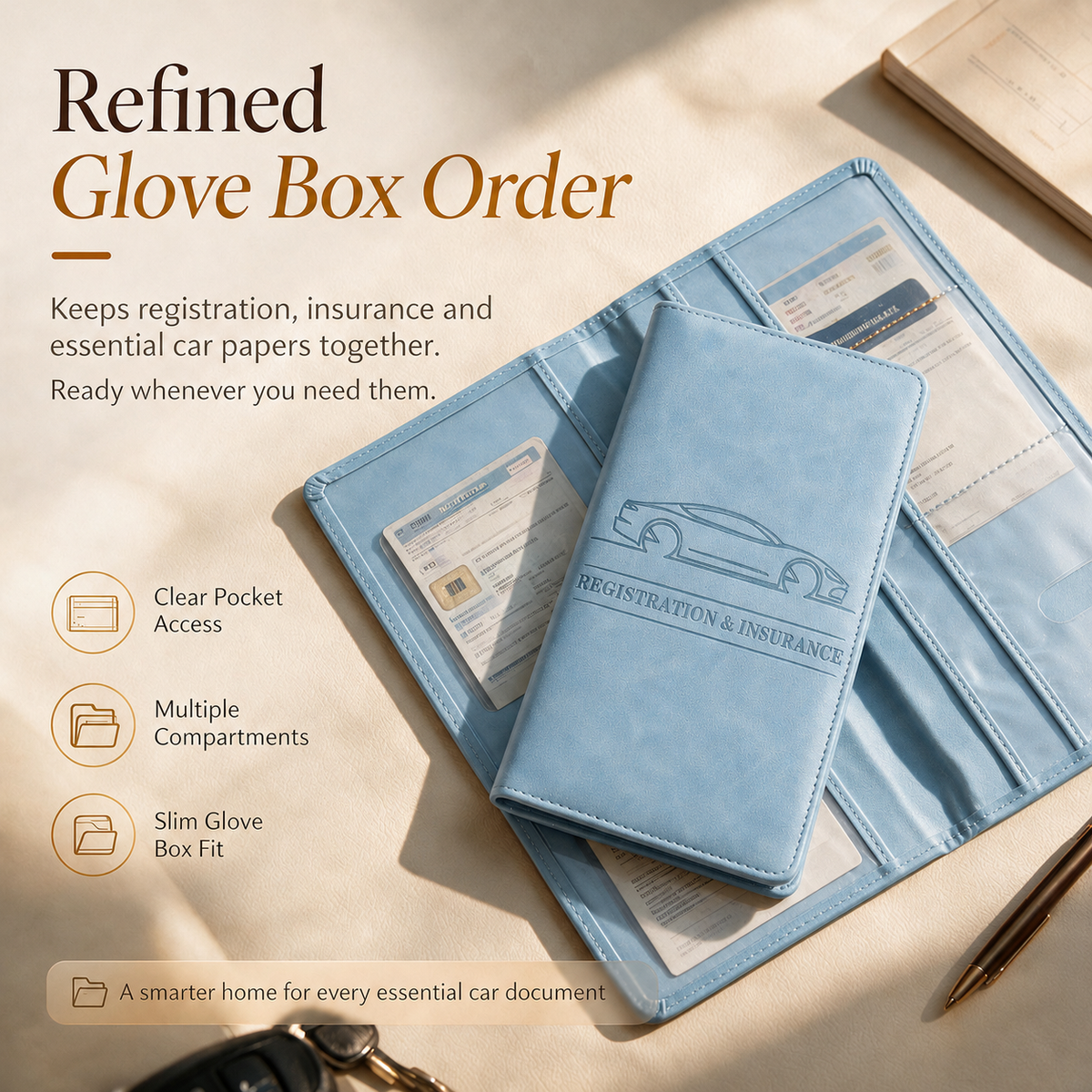 CAR DOCUMENT ORGANIZER 🚗 📄 Car Registration & Insurance Document Holder