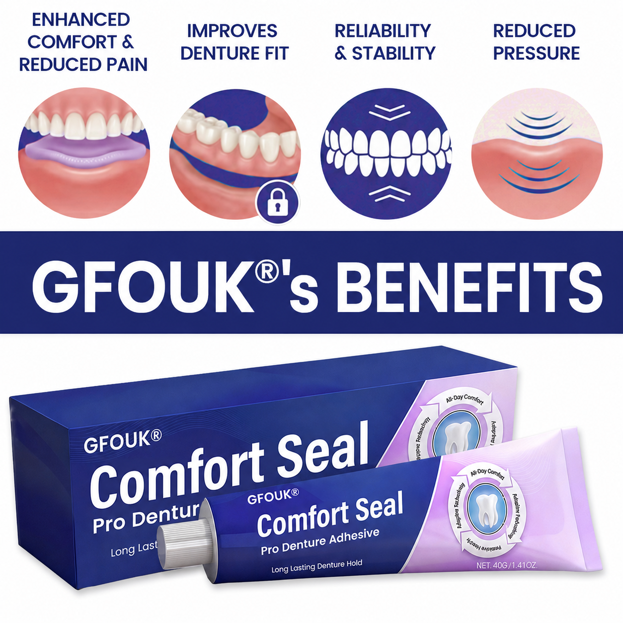 👩‍⚕️🏆 𝐎𝐟𝐟𝐢𝐜𝐢𝐚𝐥 𝐒𝐭𝐨𝐫𝐞 | GFOUK® Comfort Seal Pro Denture Adhesive