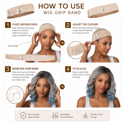 🔥LAST DAY BUY 1 GET 1 FREE🔥Limited-Time Special Offer Brown Black Wig Grip Band for Women Adjustable Headband