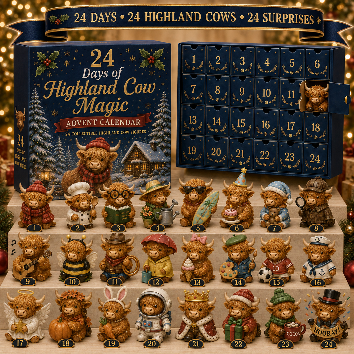 🔥Last Day 50% OFF - 24 Days of Highland Cow Advent Calendar