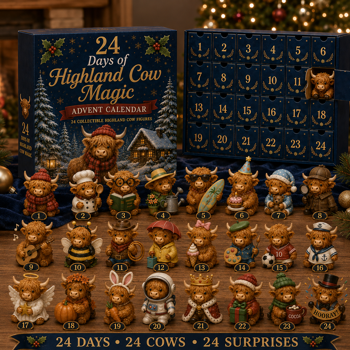 🔥Last Day 50% OFF - 24 Days of Highland Cow Advent Calendar