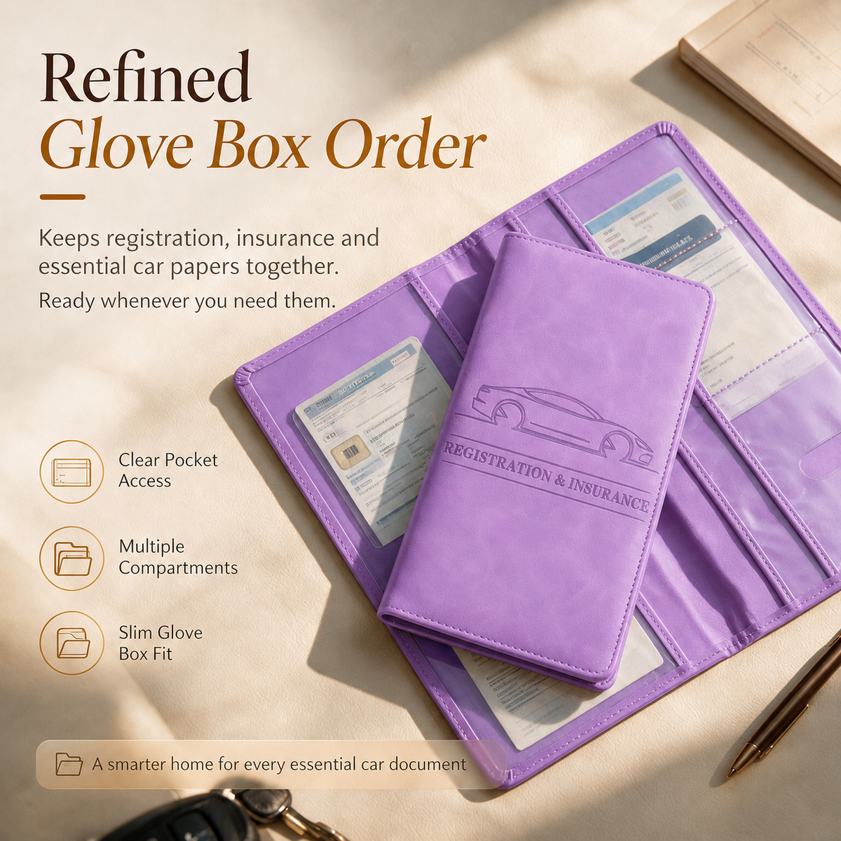 CAR DOCUMENT ORGANIZER 🚗 📄 Car Registration & Insurance Document Holder