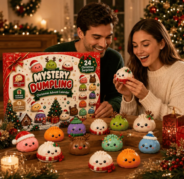 24-Day Dumpling Squishy Toy Countdown Calendar with Glitter Squeeze Toys, Holiday Gift for Kids🎄