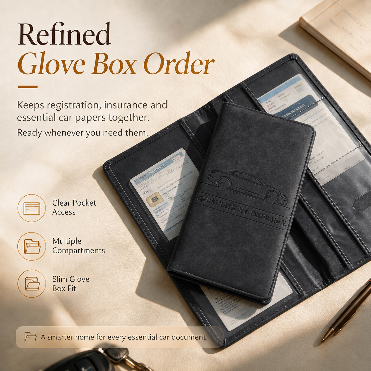CAR DOCUMENT ORGANIZER 🚗 📄 Car Registration & Insurance Document Holder