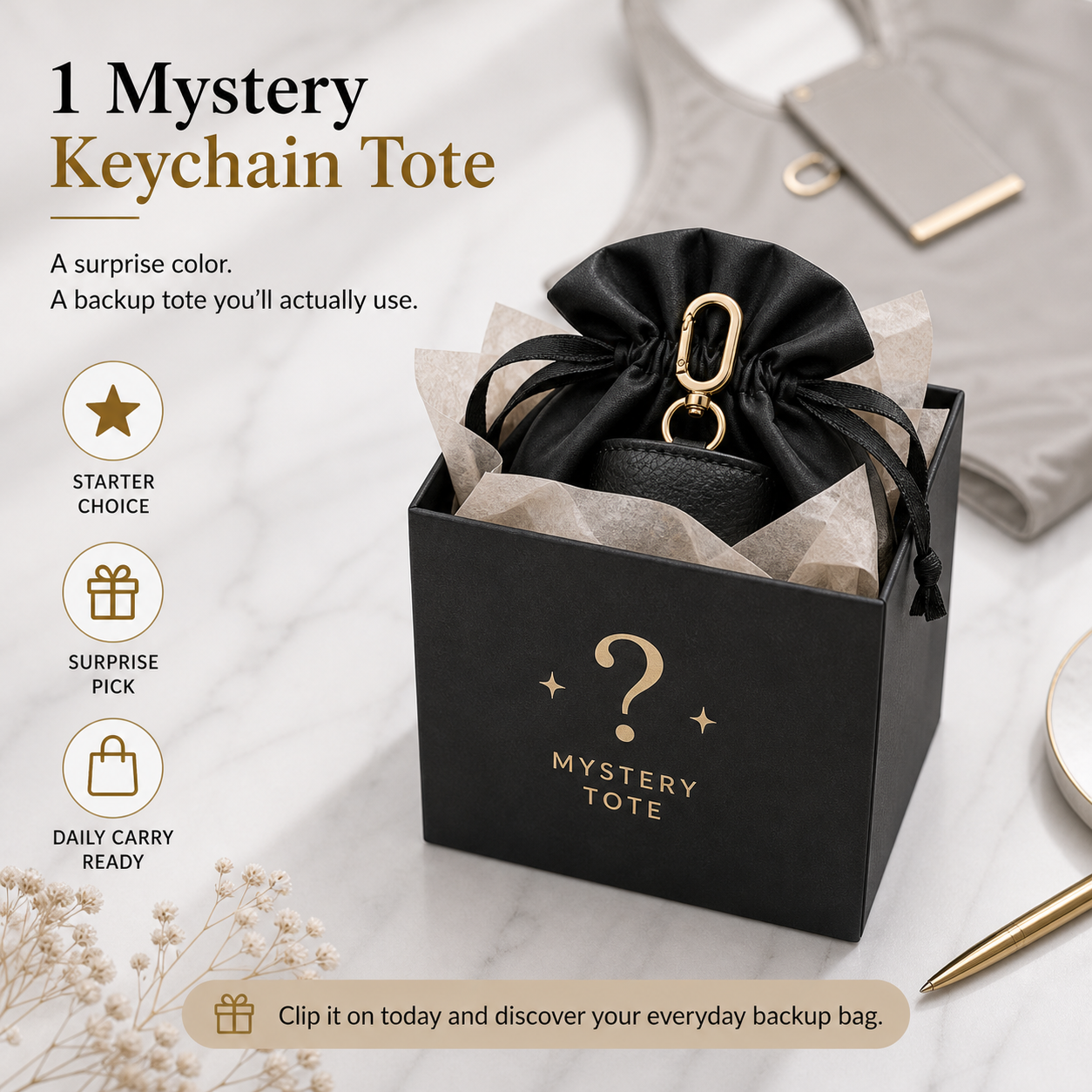 🔥Blind Box 1pc🔥Foldable Keychain Tote(Random Colors)